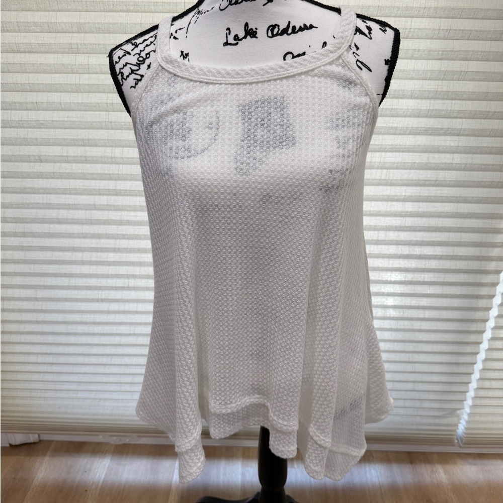 White Ribbed Sleeveless Women's Top